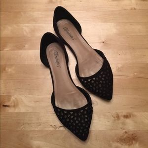 pointed d'orsay flats with laser cut details